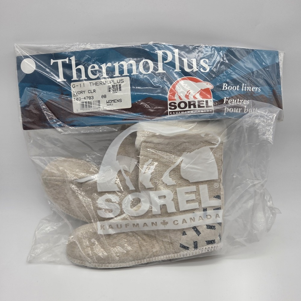 Sorel Women's ThermoPlus Boot Liners Size 8 Kaufman Canada Ivory CLR Sock - New